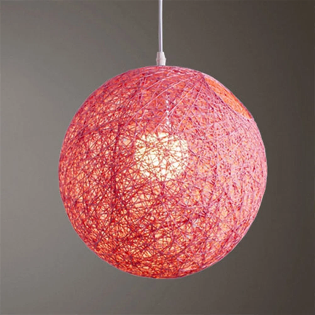 Zehui Light Lamp Shades Light Accessories(15cm Diameter) Round Concise Hand-woven Rattan Vine Ball Pendant Lampshade White