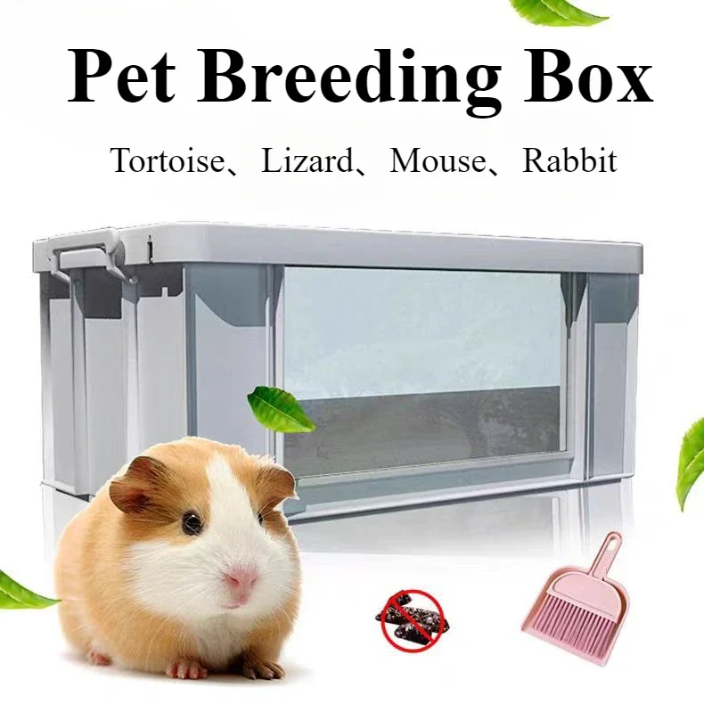 Reptile Breeding Box Transparent Plastic Spider Lizard Amphibian Breeding Enclosure Cages Tortoises Mice Pets Feeding Boxes