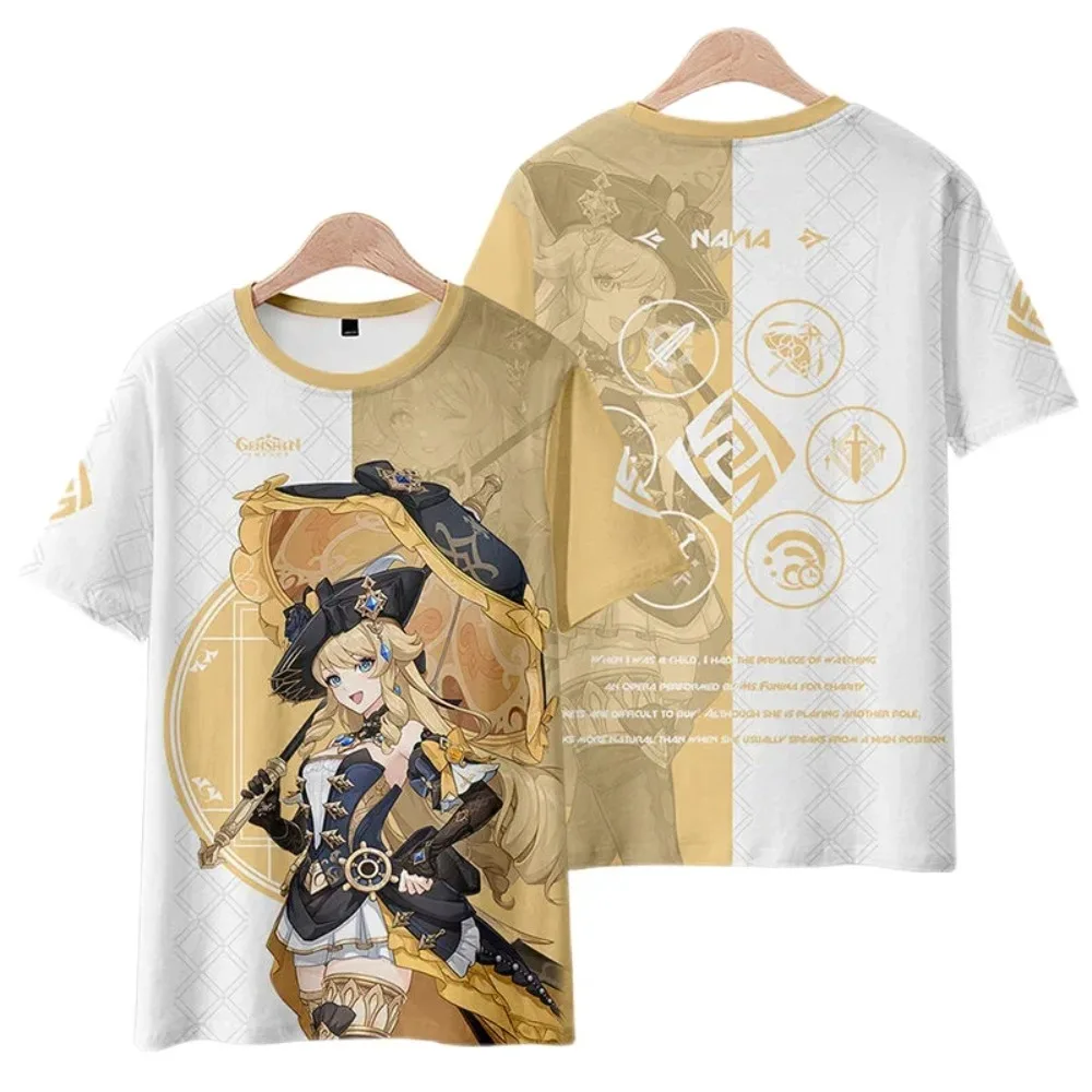 Genshin Gril Navia Game 3DPrintSports Quick-dry Breathable MenwomenTshirt Outdoor Street Harajuku Cute Short Sleeve Clothing Top