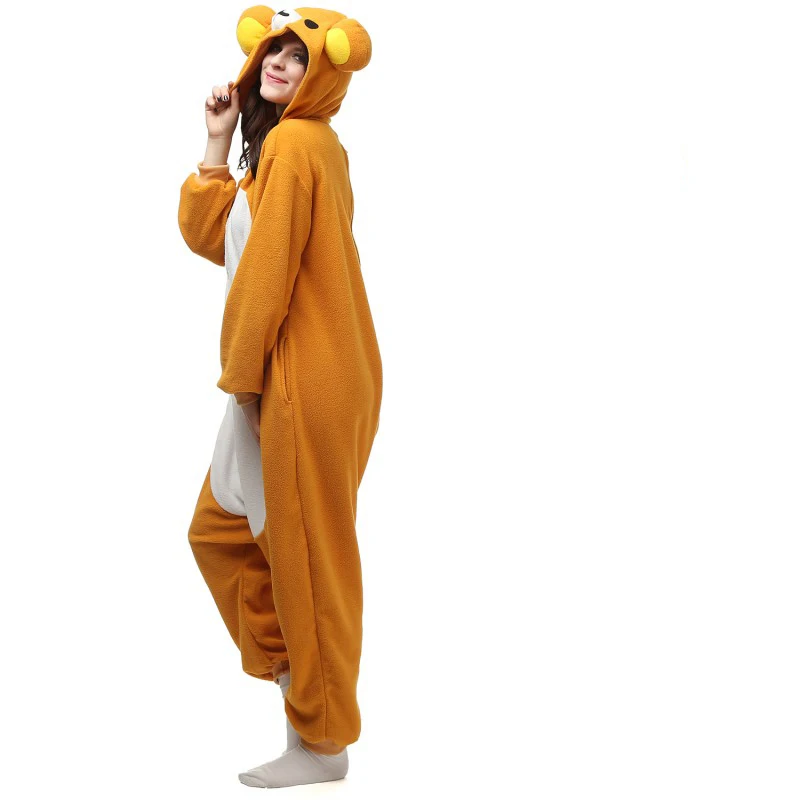 Adult Animal Kigurumi Soft Fleece Cosplay Onesie Pajamas Masquerade Cartoon Costume Halloween Party Jumpsuits Bear Suit