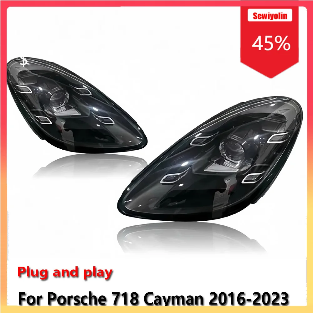 

Car LED Headlight Automobile Parts For Porsche 718 Cayman GTS 982 2016-2023 Fog DRL Brake Turn Signal Lamp Plug and Play