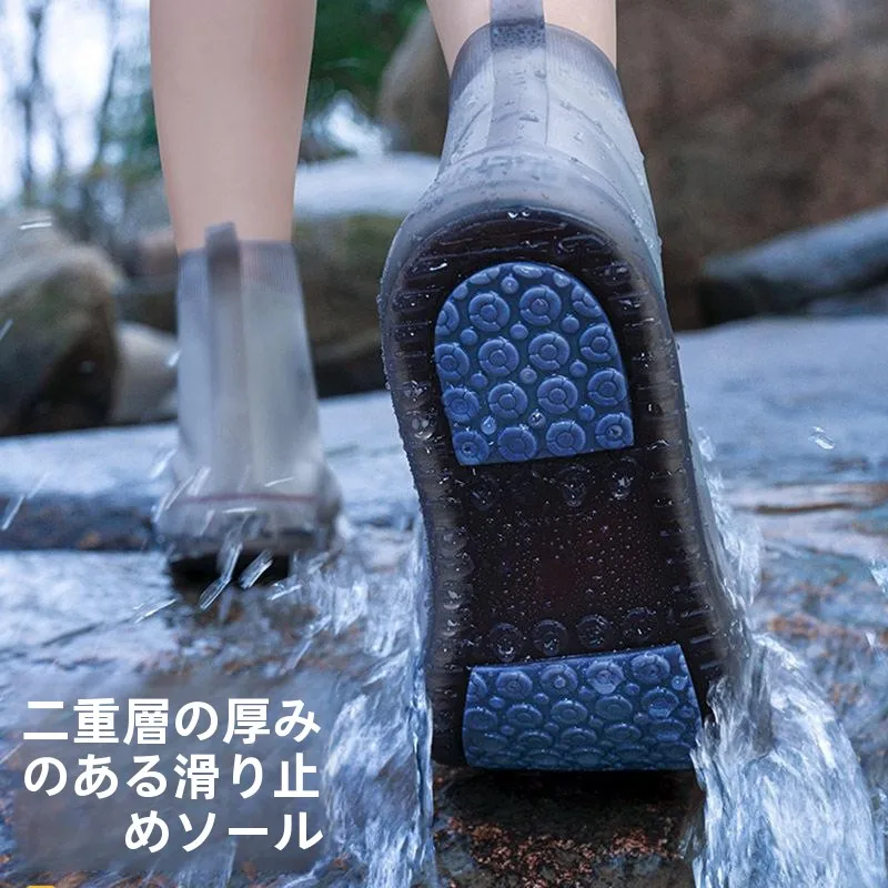 厚底シリコンレインブーツ-レディース-滑り止め-アウトドア用-シューズカバー-耐久性のあるレインシューズ-快適なホームフットウェア