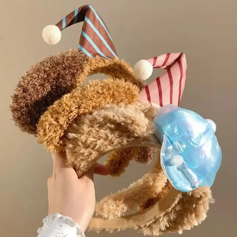 عصابة رأس راكون محشوة جميلة للنساء لغسل الوجه وحفلات أعياد الميلاد وغطاء للرأس #6