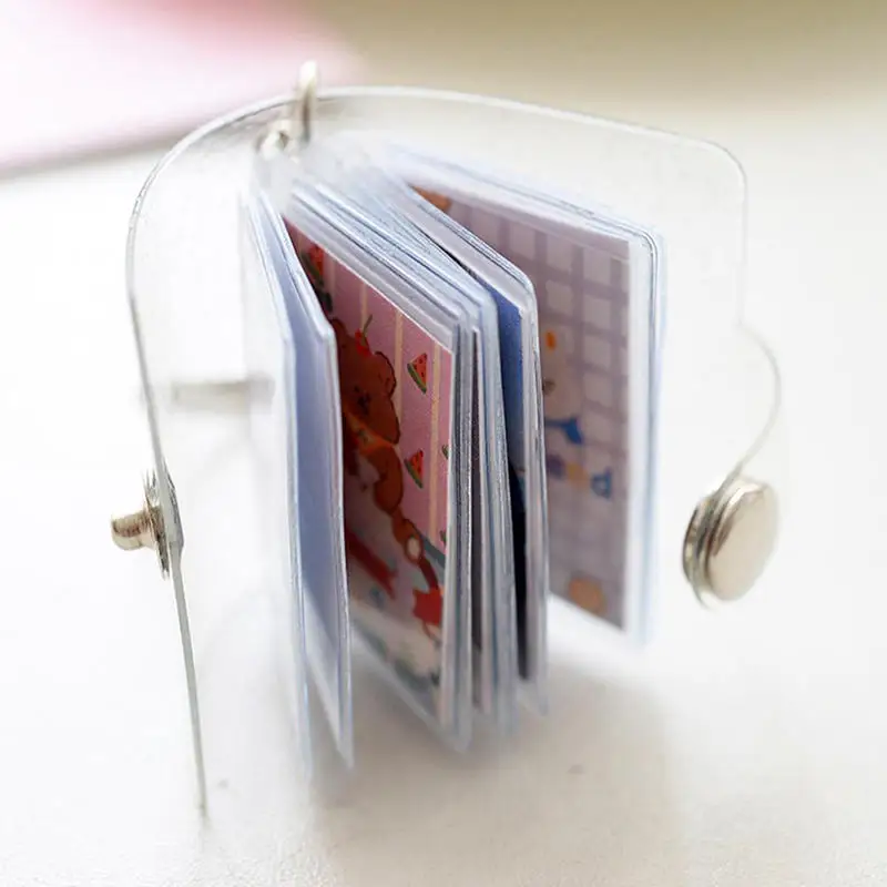 2-inch Holder Pockets Photo Transparent DIY Mini Photo Album Keychain Portable Certificate Photo Storage Portable Key Ring