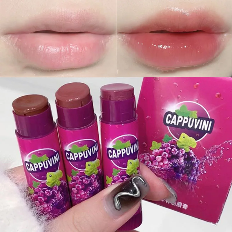 Jelly Colored Lip Balm Set Cute Moisturizing Grape Lips Tint Lasting Red Fruity Lipstick Waterproof Women Lips Makeup Cosmetics