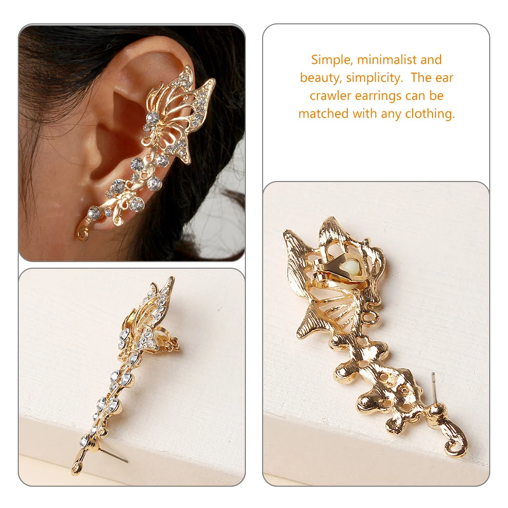 

Butterfly Ear Clip Rhinestone Earring Earrings for Women Clips Jewelry