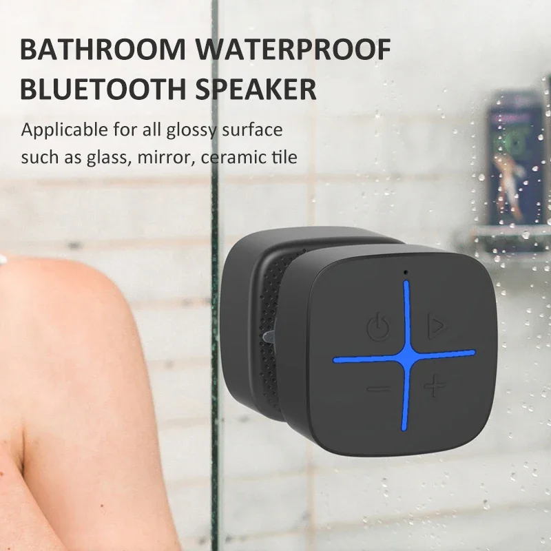 Bluetooth Shower Speaker with Suction Cup Portable Waterproof LED Lights 3D Surround Stereo Compact Bathroom Speaker Music Box