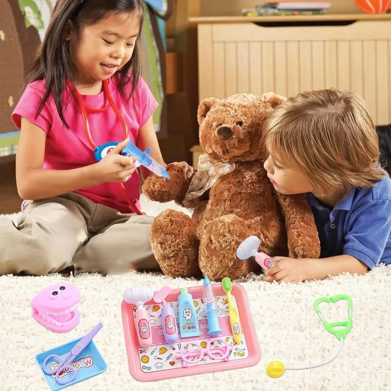 Crianças dentista jogar conjunto seguro crianças dentista kit seguro realista brinquedo confortável fingir para pais criança meninas meninos aniversário casa