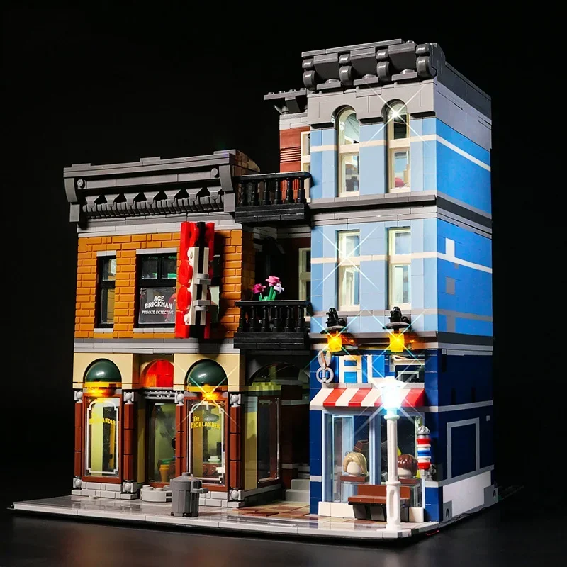 2262PCS Detective\'s Office With LED Light City Street View Modular Model Building Blocks Bricks Compatible 10246 Kids Toys Gifts