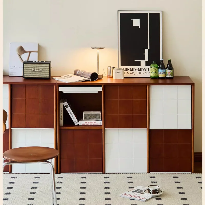 Modern light luxury medieval module combination bookshelf shelf small apartment bedroom storage cabinet storage