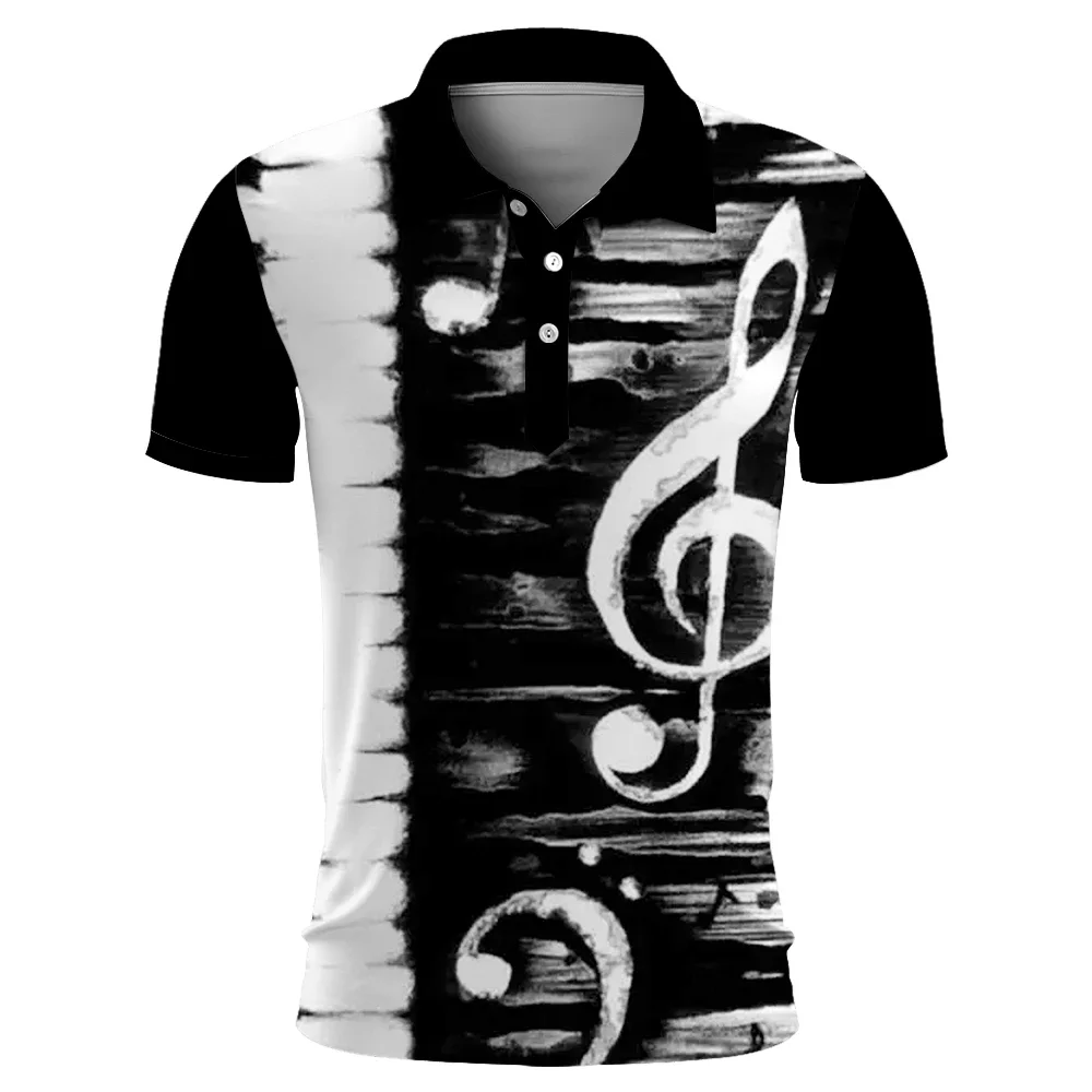 

Fashion men's summer polo shirt music symbol 3D printed polo shirt Unisex Harajuku casual street sports short-sleeved T-shirt