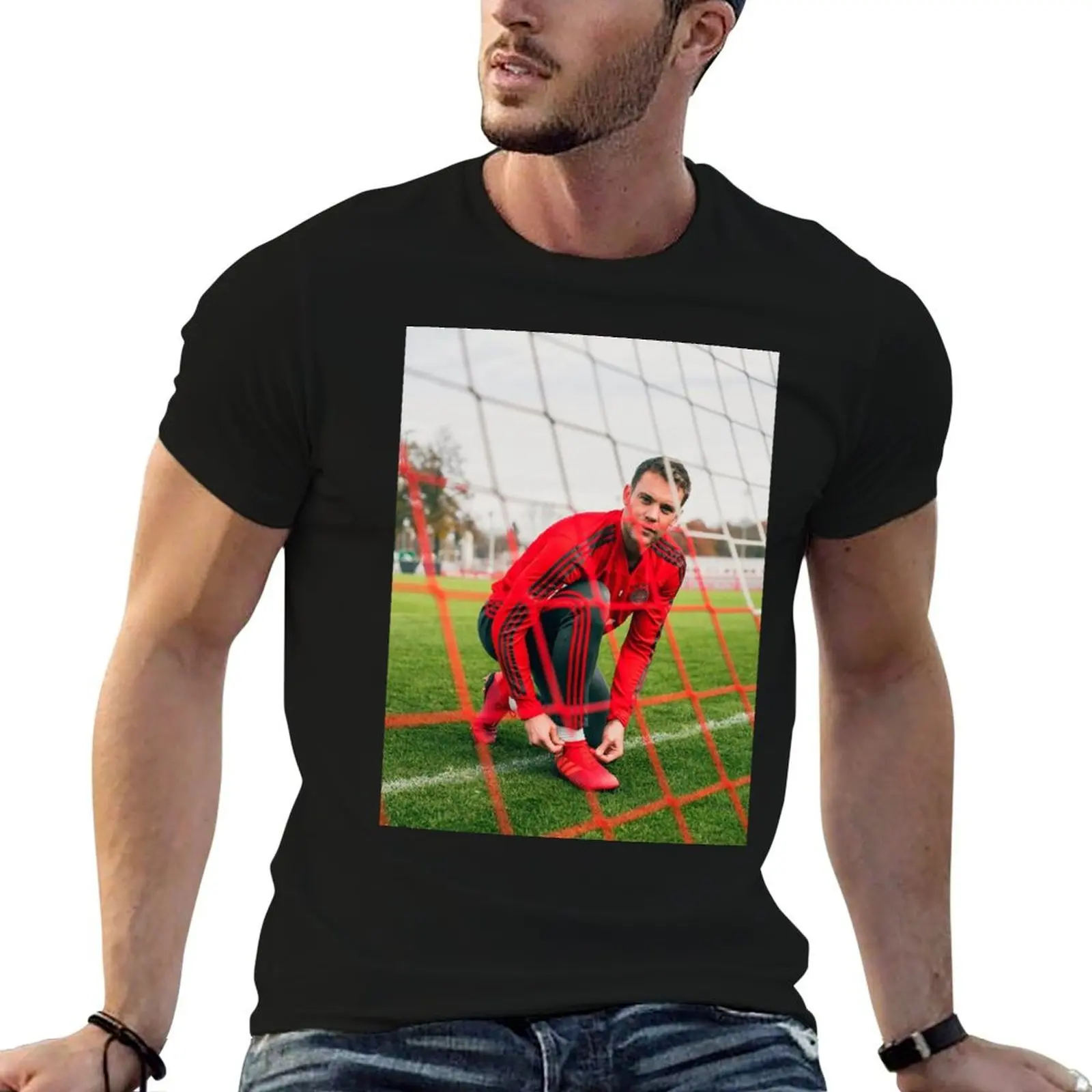 Camiseta masculina Manuel Neuer, camiseta gráfica engraçada de anime, camiseta masculina de algodão