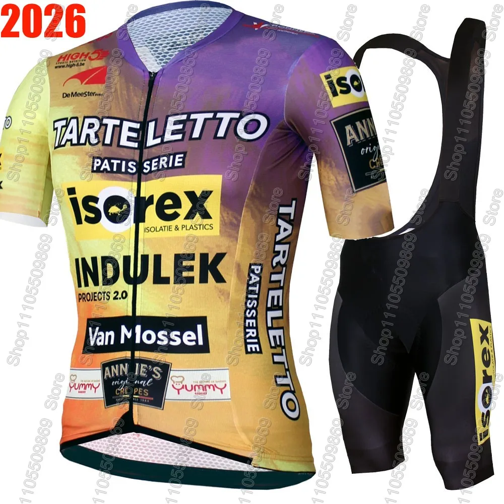 

Tarteletto Isorex 2026 Cycling Jersey Set Short Sleeve Belgium Team Clothing Mens Road Bike Shirts Suit Bicycle Bib Shorts MTB