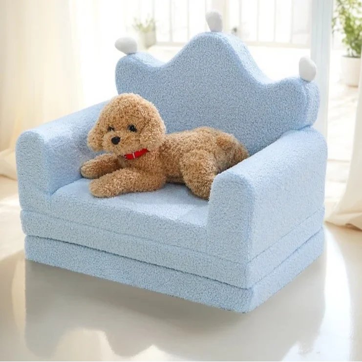 

All Seasons Universal Suede Dog Bed Three-Folding Removable Washable Cat Kennel Comfortable Creative Soft Plush Pet Sofa