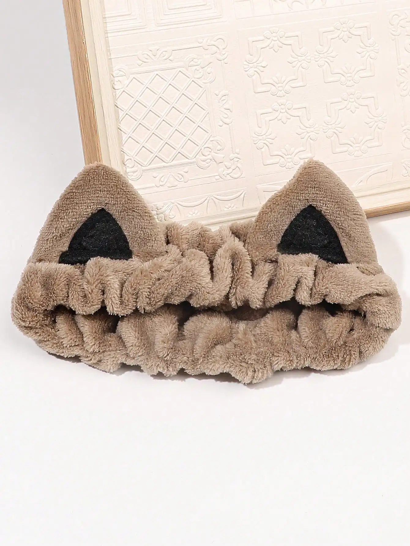 Neues braunes Korallen-Fleece-Katzenohr-Stirnband für Frauen, weiches, bequemes Haarband, niedliches modisches Haar-Accessoire für Make-up, Gesichtswäsche – Detail 6