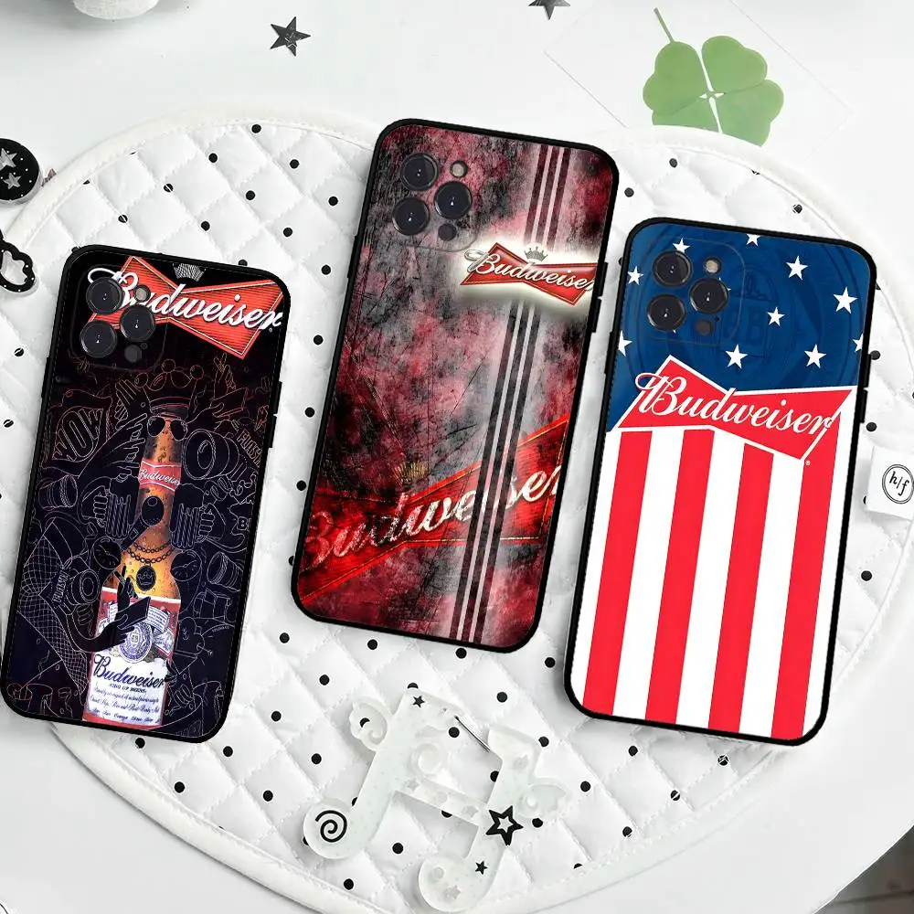 

B-BudweiserS Beer Phone Case For IPhone 16 11 12 13 14 15 17 Pro Max Plus 16E Silicone Cover