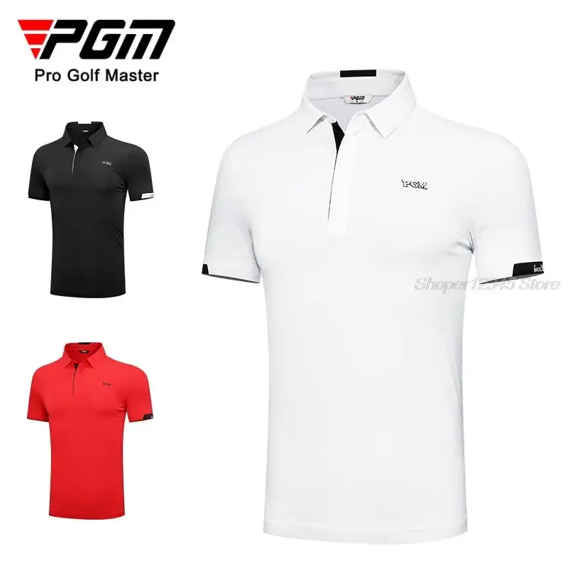 Pgm Golf Clothing Men's Short Sleeve Breathable T-Shirts Quick Dry Sweat-Wicking Polo Shirt Male Sports Leisure Outdoor Tops