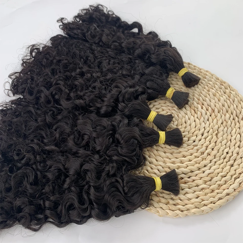 Italian Curly Bulk Human Hair Bundle No Weft for Braiding 100% Unprocessed Human Virgin Hair 12A Water Wave Wet Wavy Hair