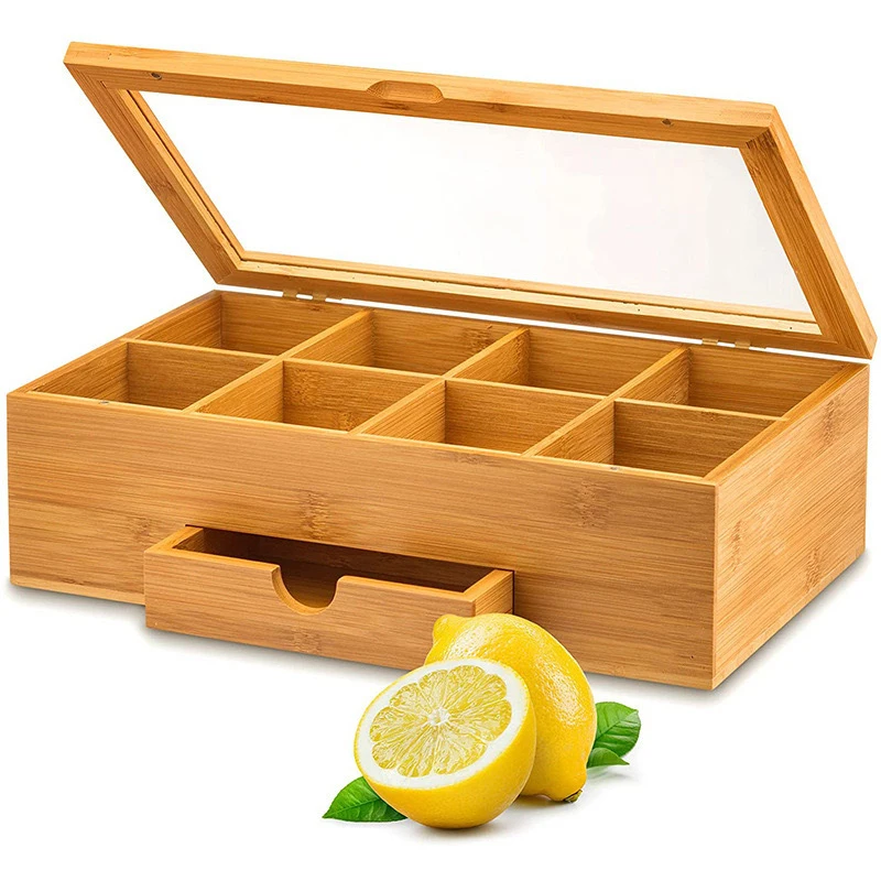 

Desk Storage Boxes Compartmentalized Tea Storage Box Transparent Flip Cover Jewelry Boxes Bedroom Medicines Organiser Box
