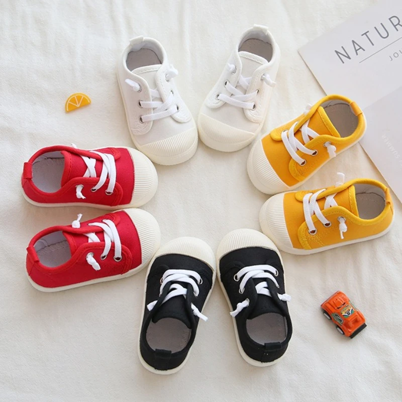 

Child Canvas Shoes 2025 Four Seasons New Baby Flat Shoes Casual Girl Anti Slip Comforta Outdoor Sports Shoe Girl School Shoe