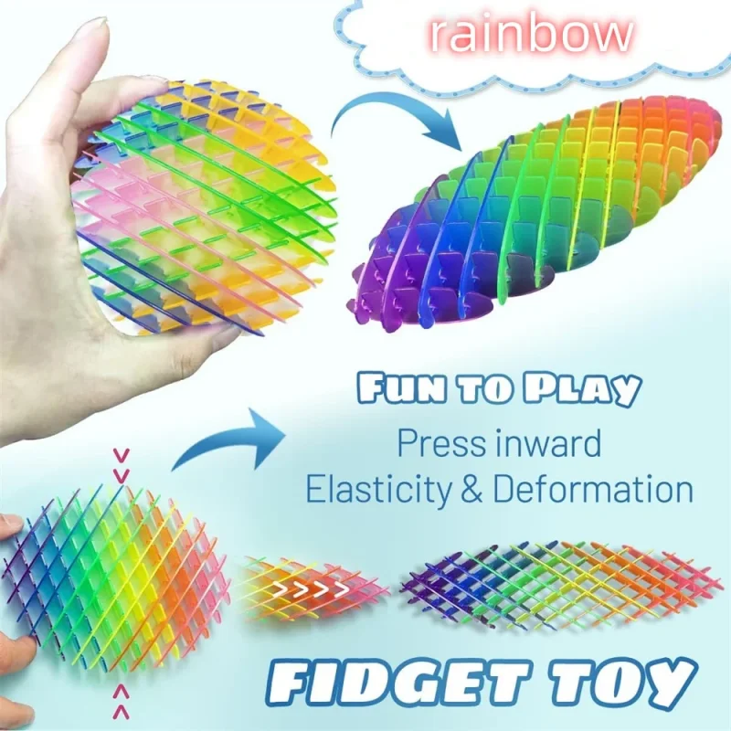 Fidget Worm Toy Flexible 3D Sensory Slug Figgy Toy pour Enfants Adultes Soulagement de l'anxiété, Focus - Pour jouer, école, cadeaux de travail