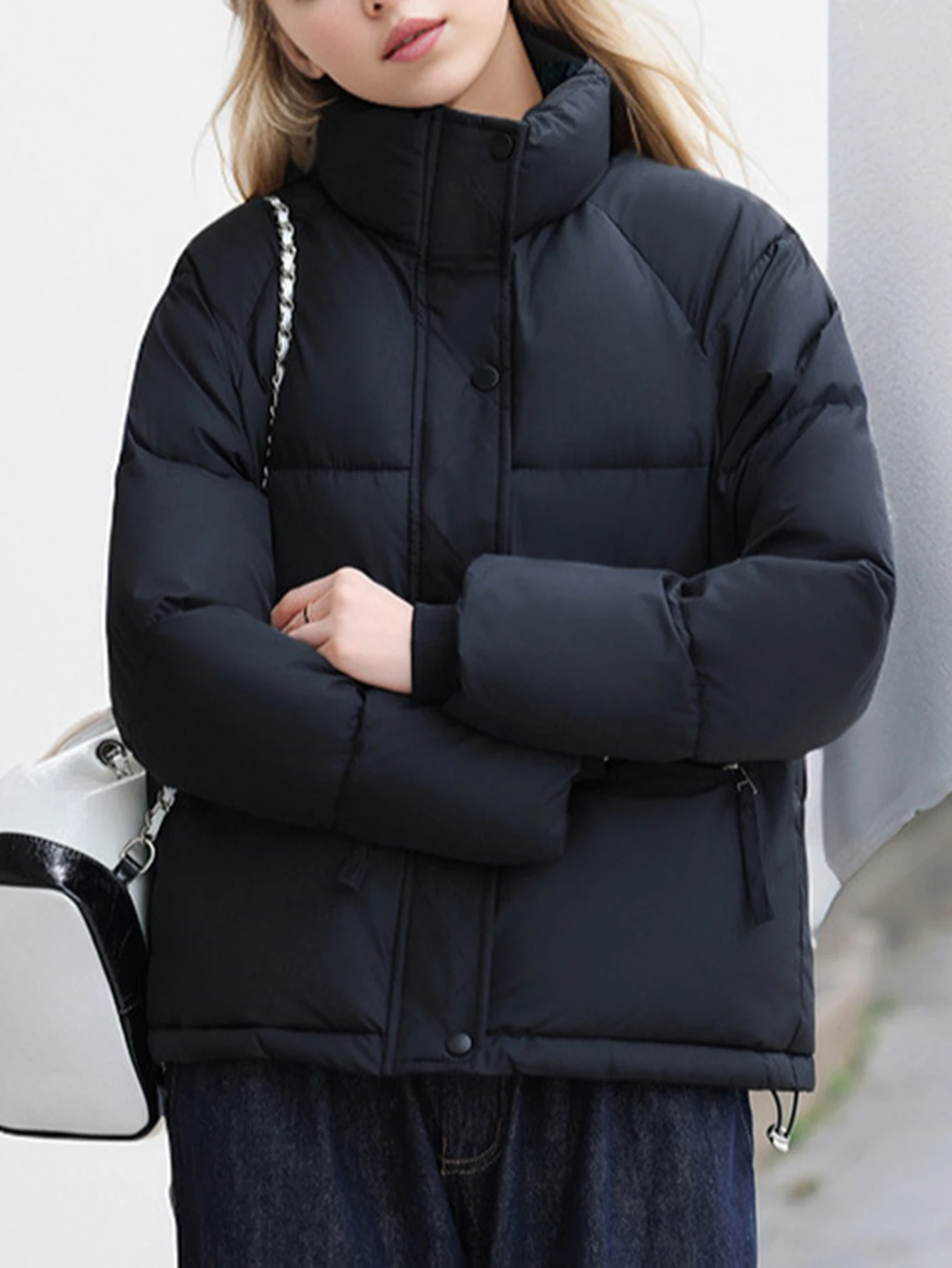 

Women's Quilted Coat Autumn Winter Comfortable Plain Single Breasted Button Front Long Sleeve Pockets Stand Collar Daily Style