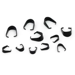 30-50PCS/Lot Stainless Steel Black Color Pendant Clip Connector Pinch Bail Clasp DIY Jewelry Making Bail Findings Accessories