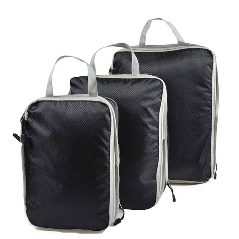 Samendrukbare Opbergtas Set Driedelige Compressie Verpakking Kubus Reisbagage Organizer Opvouwbare Reistas Organizer