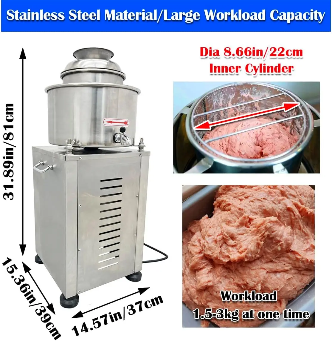ماكينة صنع هريس اللحوم الكهربائية مضرب كرات اللحم خلاط أوتوماتيكي بالكامل من الفولاذ المقاوم للصدأ 2200 وات 2800 دورة في الدقيقة