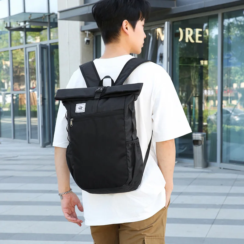 Mochila dobrável masculina, bolsa para computador de grande capacidade, leve, portátil, para alunos do ensino médio e médio