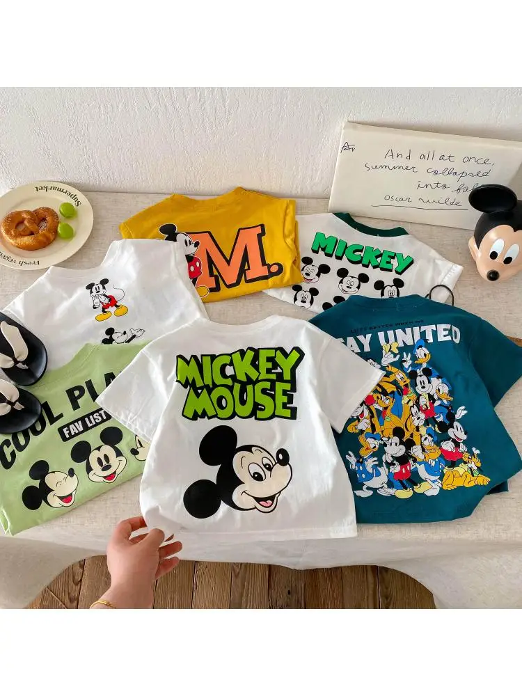 Disney bébé garçons et filles chemise à manches courtes T-shirt pour enfants vêtements d'été mode T-shirt pour enfants col rond