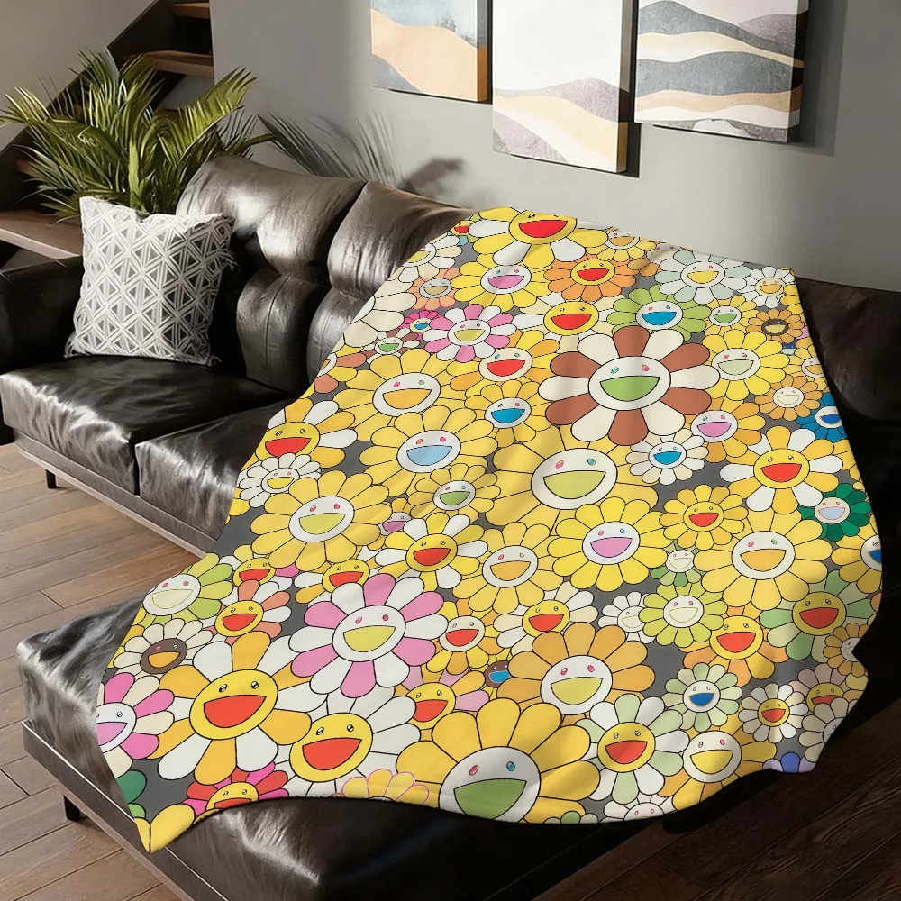 

Fashion print M-Murakami T-Takashi Blanket For Sofa Office Bed Plane Travel Sleep Read Relax Camping Soft And Warm