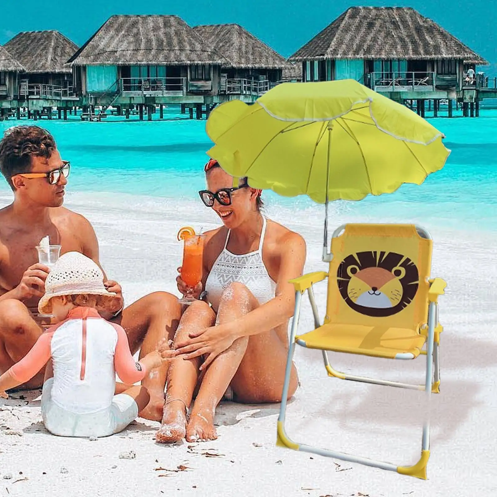 

Kids Umbrella Chair Kids Outdoor Folding Beach Chair With Umbrella Wind Resistant Outdoor Sand Seat Parasol For Garden Travel