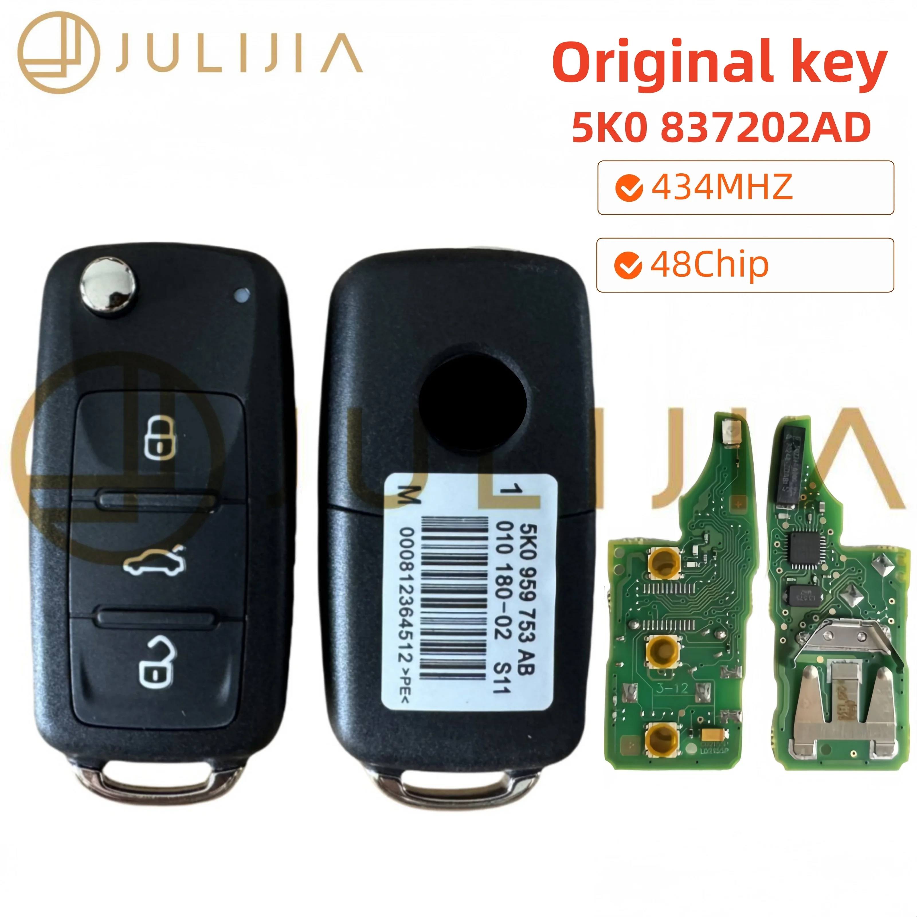 Original Remote Key for VW VOLKSWAGEN 5K0837202AD Beetle Caddy Eos Golf Jetta Polo Scirocco Tiguan Touran UP 5K0 837 202 AD