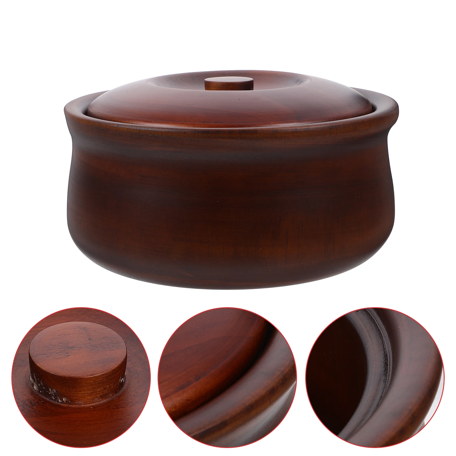

Natural Solid Wood Bowl with Lid Japanese Style Decorative Wooden Bowls for Salad Spaghetti Rice Soup Home Restaurant Use