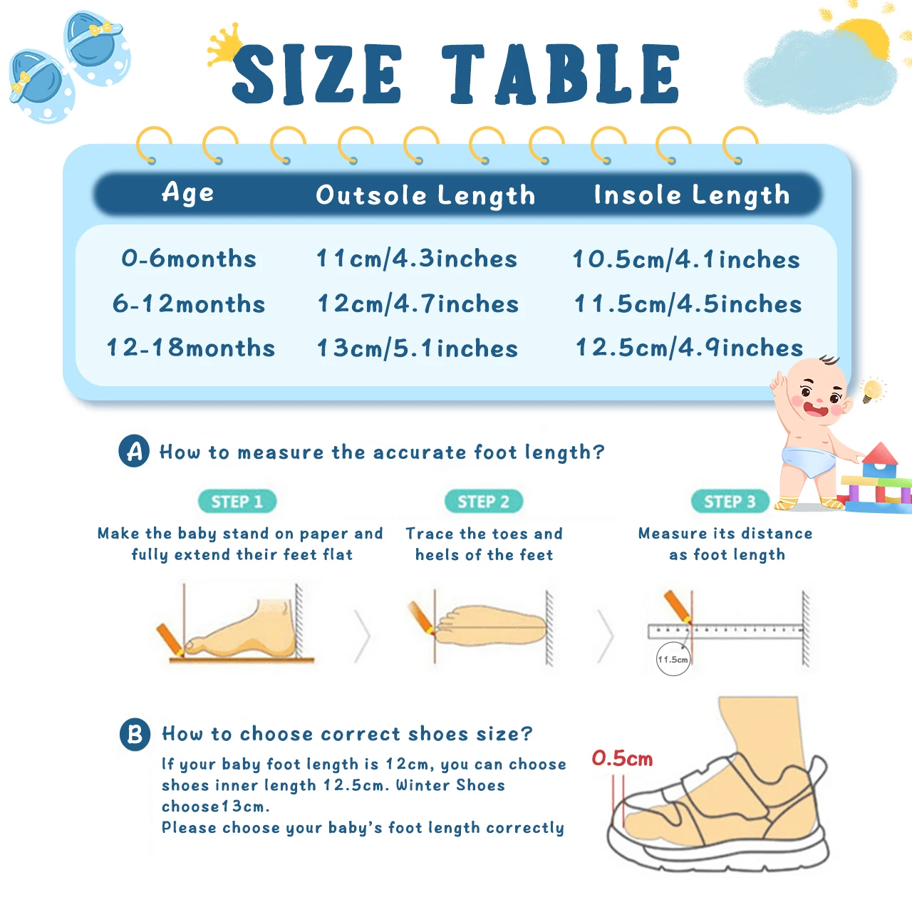 0-1Year Baby Shoes Spring Newborn Walking Socks Lightweight Non-slip Floor Sock Cute Cartoon Soft-soled Shoe Children Footwear