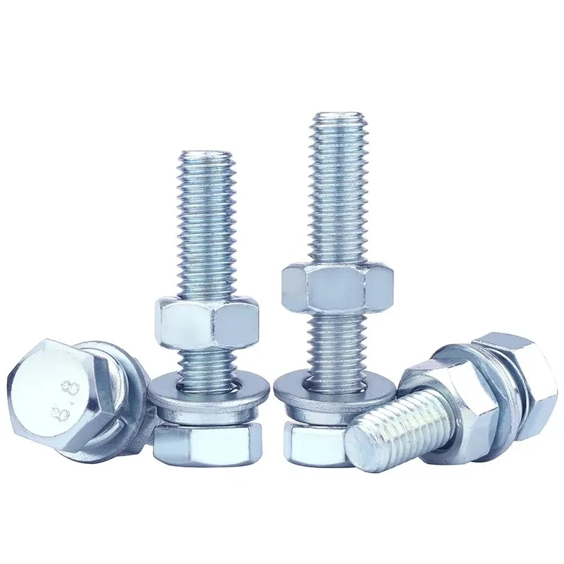 

Grade 8.8 Carbon Steel Hex Head Bolts with Nuts & Washers M4 M5 M6 M8 M10 / Zinc Plated Assortment for Machinery & Furniture
