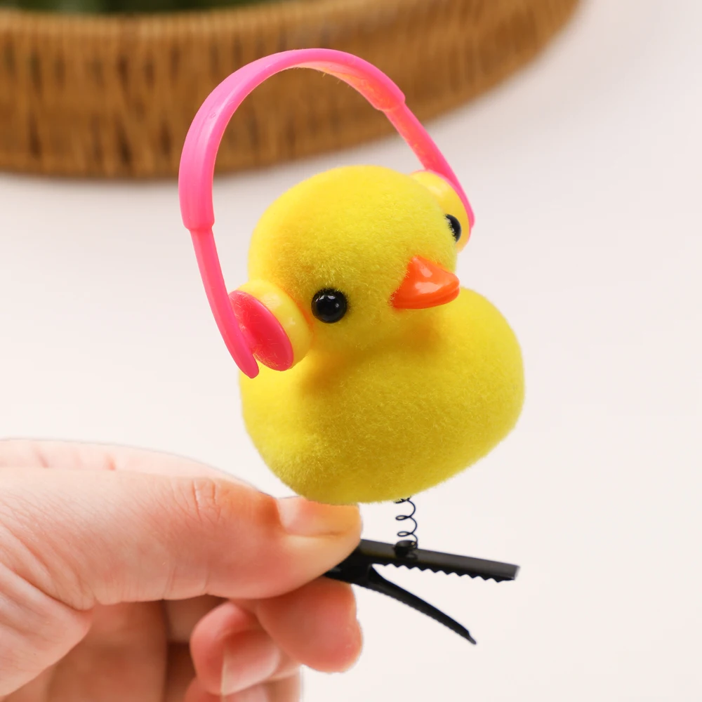 2Pcs Cartoon Funny Children 3D Little Yellow Duck Plush Hairpin Fashion DIY Animal Duckbill Clip Accessories Party Gifts