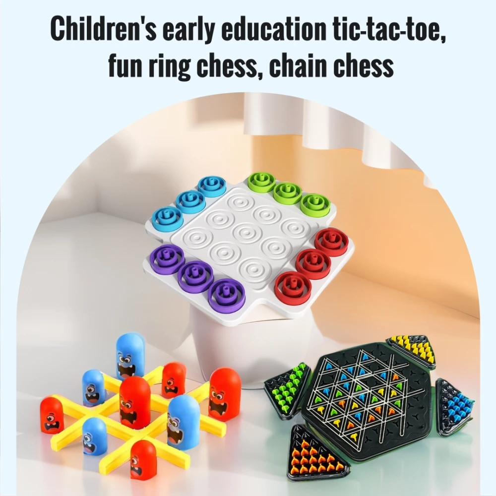 

early education tic-tac-toe, fun ring, chain chess game, color recognition, interactive battle, educational board game toy