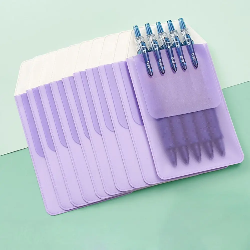 10 Buah/Set Casing Pelindung Tahan Tinta Saku Pena Perawat Anti Bocor Kotak Pensil PVC Tas Pena Multiwarna Kantong Sisipan Pena