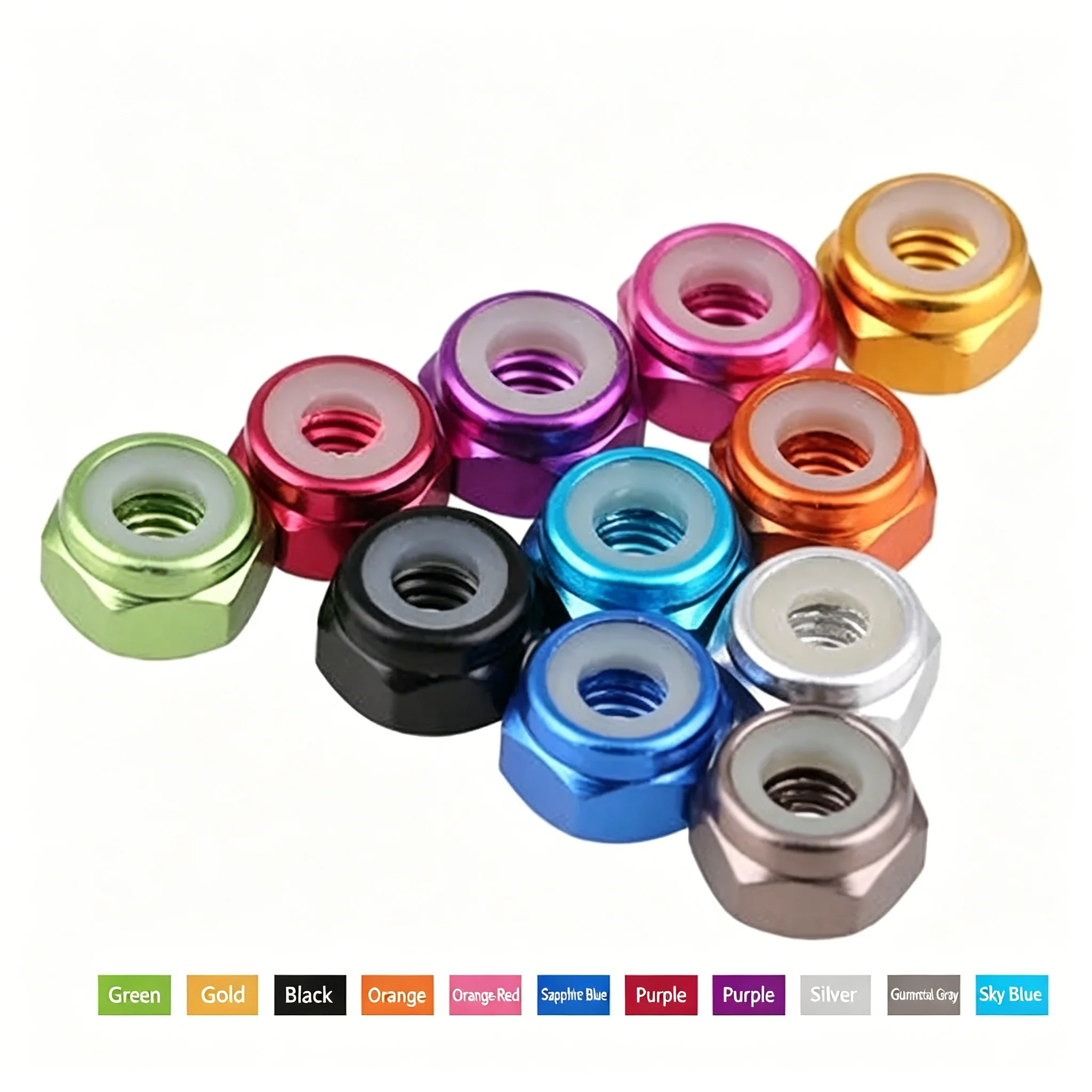 10PCS M2 Aluminum Alloy Locknuts Self-Locking Anti-Slip Colored Nuts for Mini 4WD Cars Screw Fastener Upgrade Parts