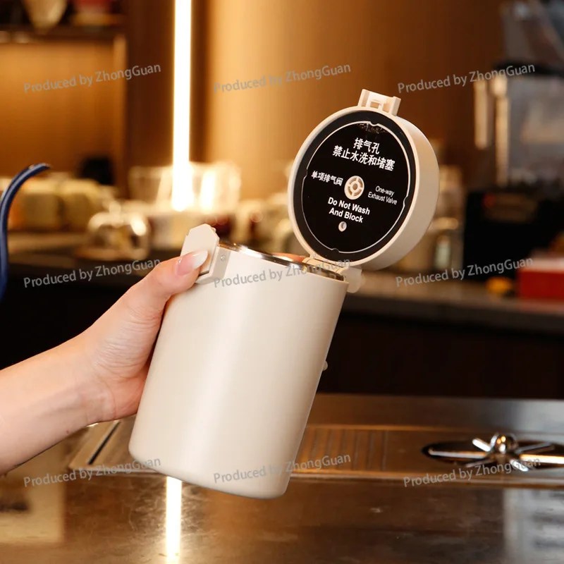 304 Stainless Steel Coffee Bean Airtight Canister with One-way Valve, Humidity Monitor, and Dedicated Storage for Ground Coffee