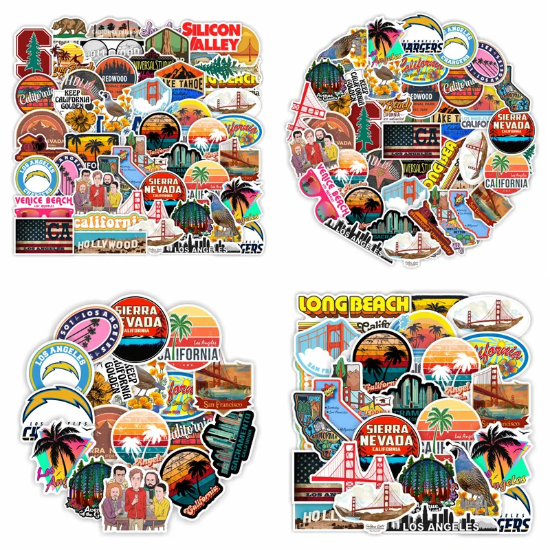 10/30/50pcs California Stickers Laptop Bicycle Guitar Skateboard Sticker Kid DIY Graffiti Waterproof Stickers Toy