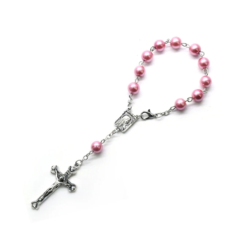 Pearl Finger Baptism Rosaries Religious Prayer Ball Beads Rosary Beads