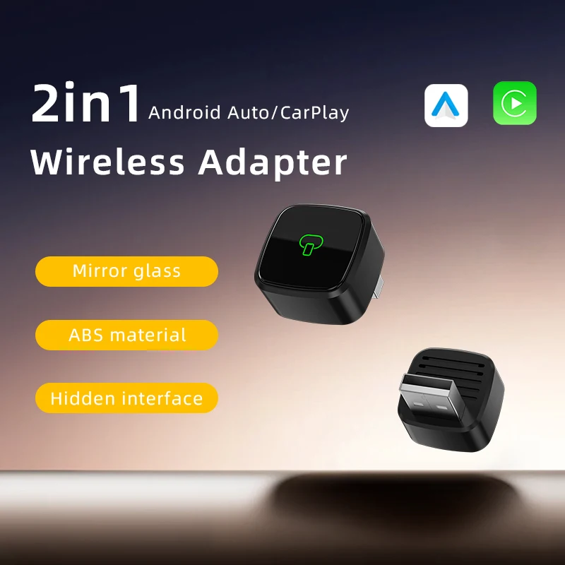 2 in 1 AI Box Adapter Wireless Carplay  Android Auto Adapter Plug and Play WiFi Smart Dongle For Volvo Benz Mg Kia Chery VW