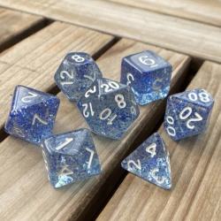 Acrylic TRPG Polyhedral Dice Ttansparent Starry Colorful  7 Pcs Per Set For DND Or COC Game