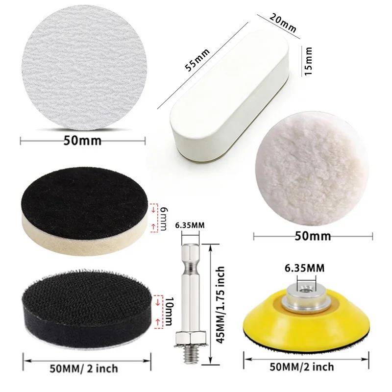 60PCS 2 Inch 50mm Grit 100-2000 Aluminum Oxide White Sanding Discs Round Hook&Loop Dry Sanding Paper for Wood Grinding
