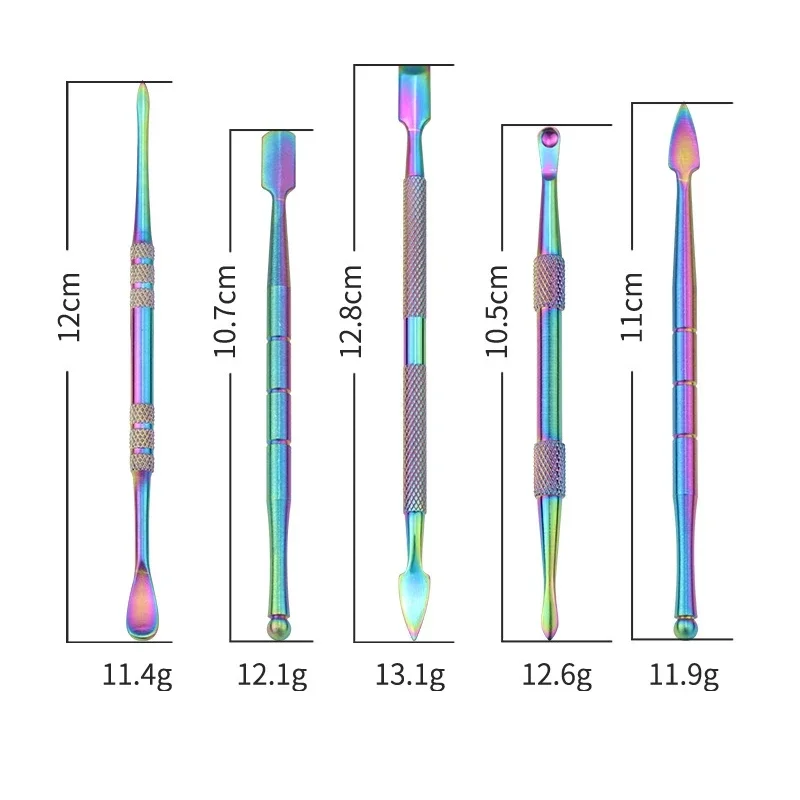 Jok juk 5 pçs colher de cera de óleo de aço inoxidável ferramenta de escultura recipiente conjunto cor selecionador de unhas manicure empurrador