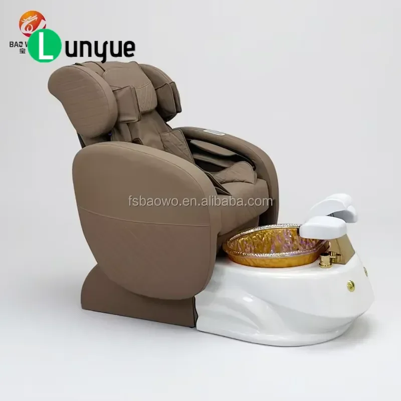 Modern Adjustable Backrest Electric Pedicure Chair Luxury Brown Nail Furniture Comfortable Manicure Station for Beauty