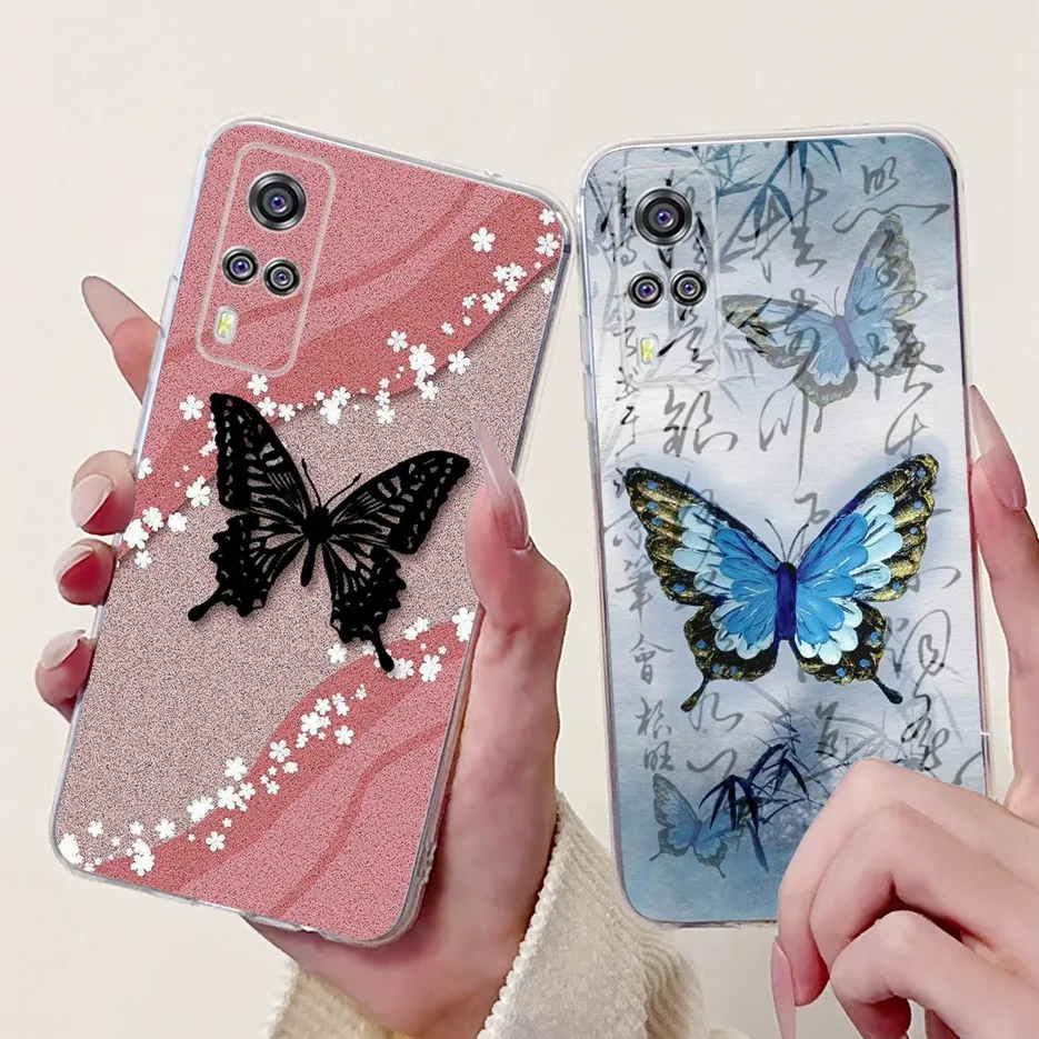 For Vivo Y31 Case Vivo Y51 V2030 Stylish Butterfly Painted Cover Soft Silicone Cases For Vivo Y53s 4G Y33 VivoY31 VivoY51 Fundas